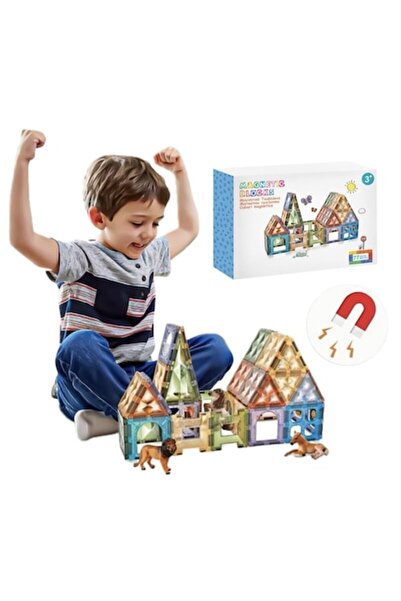 CUBBİCO Colorful Magnetic Construction Set - Zoo Garden, 77 Pieces, Multifunctional, 3+ years