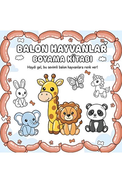 M&H Coloring Balon Hayvanlar - 21x21 cm Boyama Kitabı, Çocuk ve Yetişkinler için