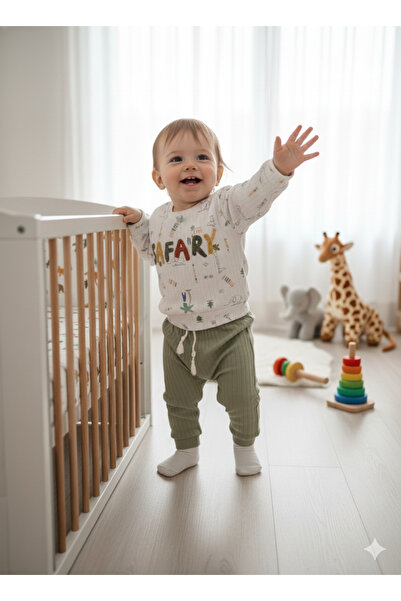 ANILÇO BABY طقم مكون من قطعتين للأطفال الذكور، مصنوع من القطن بنسبة 100%، بنس...