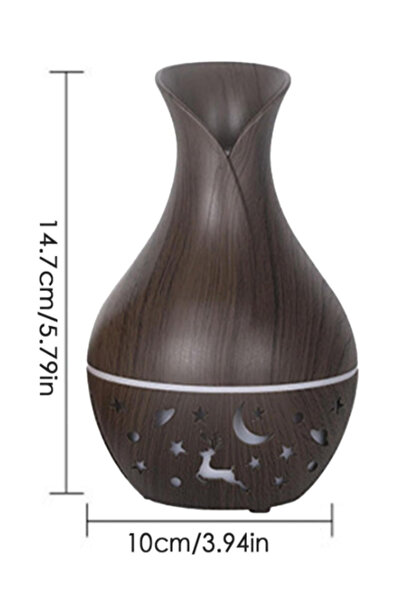 OEM Vase-type aromatherapy humidifier, 200 ml, USB, ultrasonic, 7 LED colors, dark wood