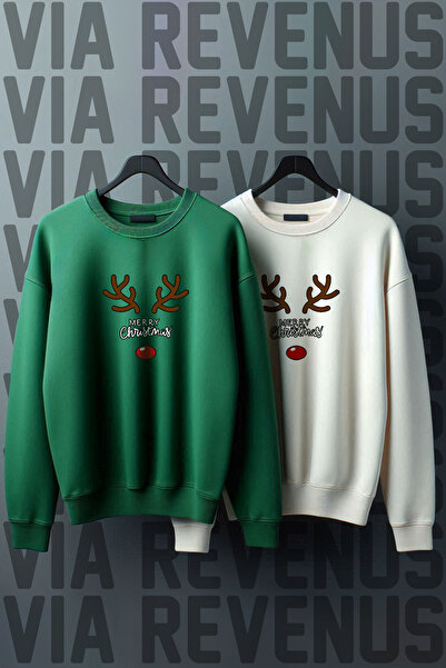 Vordevia Crăciun Fericit Deer Anul Nou Crăciun cu imprimeu Hanorac cu gât rot...