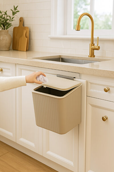 ELİFSU HOME 15 L Kitchen Countertop and Cabinet Hanging Trash Can