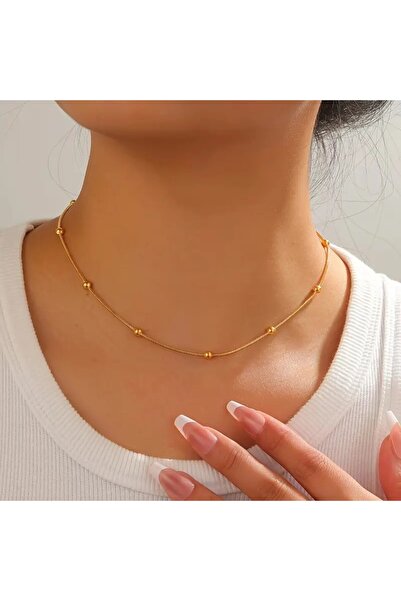 Tasarım قلادة فولاذية سلسلة كبيرة دوريكا بسمك 1 مم وطول 45 سم لون ذهبي أصفر