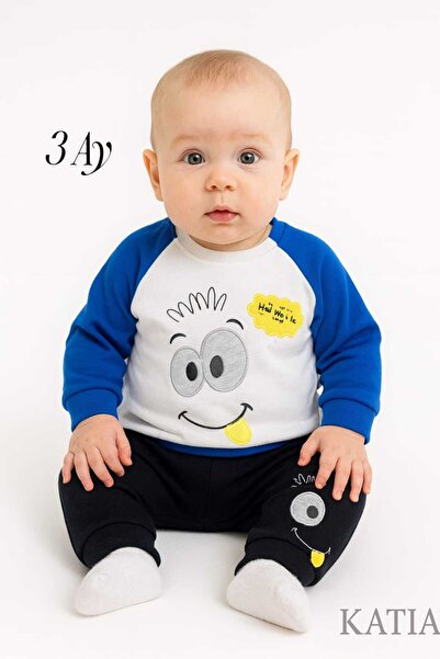 KATIA Baby 3-12 Months Baby Boy Train Patterned 2-Piece Set – Soft Cotton Casual Wear”