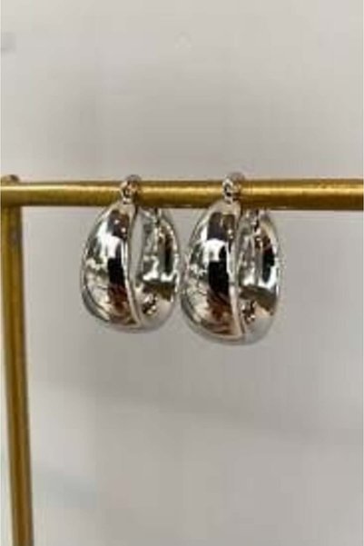 thesecret desire Silver Drop Design Earrings – Shiny Metal Modern & Bold Women's Earrings