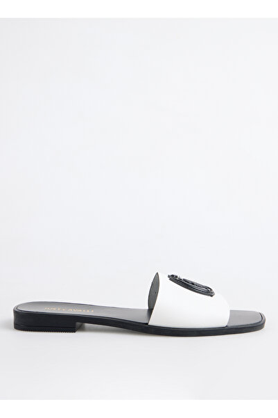 Just Cavalli Beyaz Kadın Deri Terlik