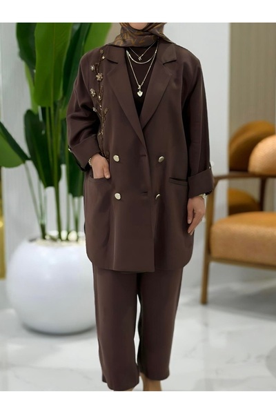 Tığ Triko Embroidered Jacket and Pants Suit - 5015