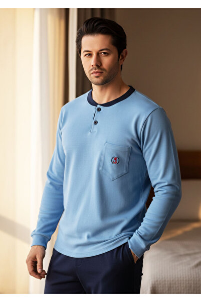 Star Fashion Men's pajamas, 100% thick interlock cotton, for the winter seaso...