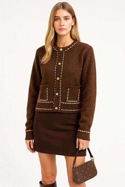 ibeeka Buttoned design trend cardigan with stitch pocket detail