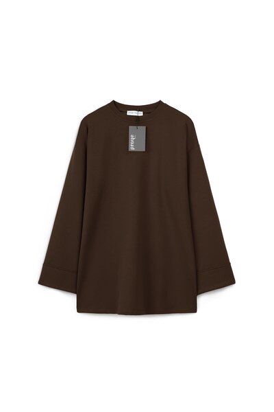 praye سترة بنية بأكمام مطوية