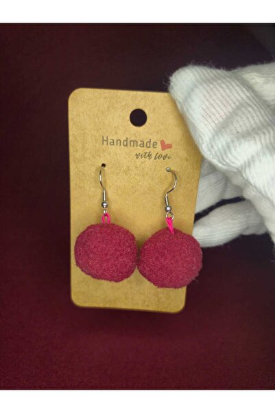 Pawnest Handmade أقراط متدلية على شكل كرة من القطيفة - تصميم خفيف وحديث مصنوع...