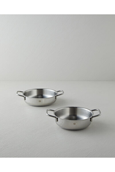 English Home طقم قدور سيينا ستيل بدون غطاء مكون من قطعتين 16-18 سم فضي