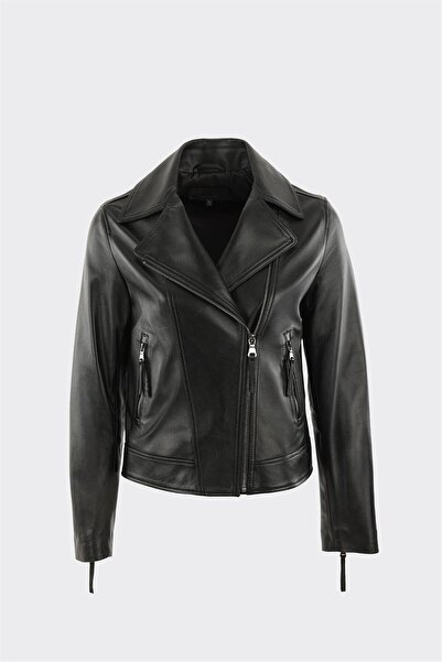 Elle Shoes Siyah Deri Kadın Ceket