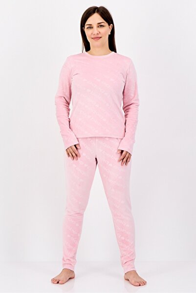 Bebe Women 2 Pieces Sleepwear Pyjama Top and Pants Set, Black