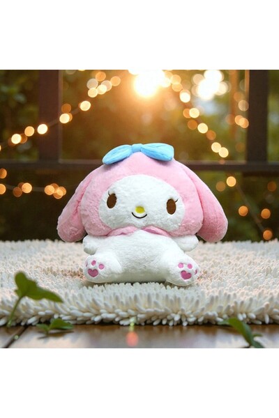 Kuzey Tacı Rucsac și pernă de pluș Sanrio My Melody roz - Figurină cu fundă albastră Vip dimensiune mare