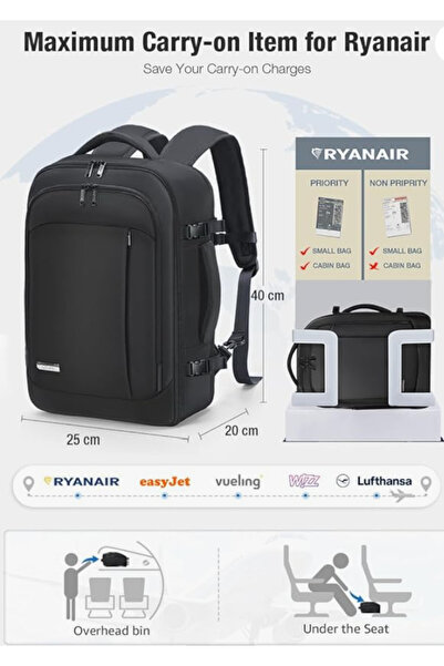 Lekespring Travel Backpack Cabin Size – Carry-On Laptop Backpack with 6 Organizational Compartment