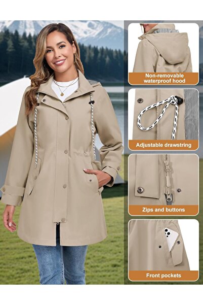 RİTON RITOSTA Women's Waterproof Lightweight Rain Jacket L