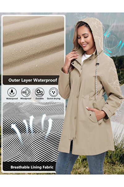 RİTON RITOSTA Women's Waterproof Lightweight Rain Jacket L