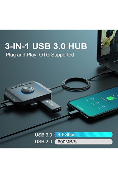phoinikas T10 External USB Sound Card Adapter (6-in-1, Black)