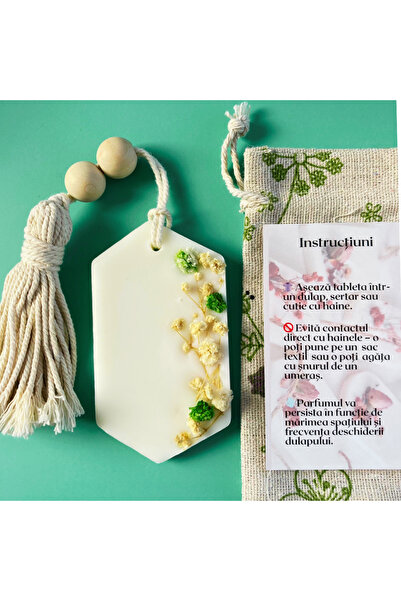 LumanariArtizanale.Ro Wardrobe Air Freshener, Scented Tablet, EDEN – Honeysuckle, Jasmine, Musk - handmade in Romania