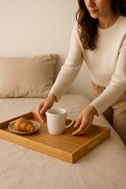 Mirilliahome Natural Bamboo 3-Piece Tray Set |   Serving and Presentation Tray – Kitchen & Breakfast Tray