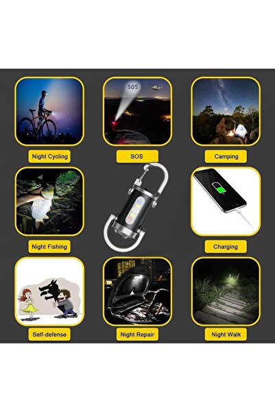 Generic Super Bright Mini LED Flashlight Keychain Rechargeable COB Side Light Waterproof Camping Emergency
