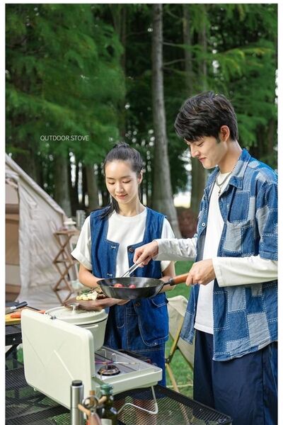 Generic 2 in 1 Portable Gas Stove BBQ Grill Double Burner Outdoor Camping Adjustable Heat Garden Hiking