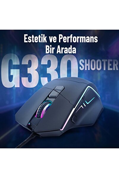TEKMAKG RGB Işıklı Gaming Oyuncu Mouse 6400 DPI 8 Tuşlu Kablolu Ergonomik Optik Fare - Siyah