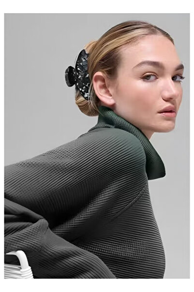 ALOCCO Alo Black Marble Hair Claw Clip - Large Size, Durable Acrylic & Brand Logo for Chic Hair Styling