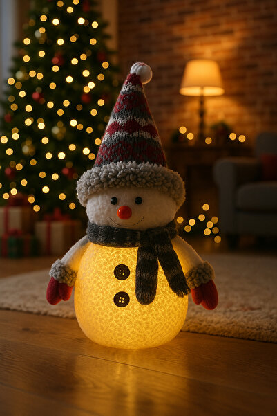 Ecuy Dekoratif Yılbaşı Ağacı LED aydınlatma Kardan Adam Yılbaşı Ağacı Parti Süsü Pilli LED Işık 25 cm