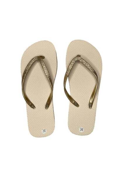 Influence Germany Women's Glitter Strap Flip-Flops – light brown