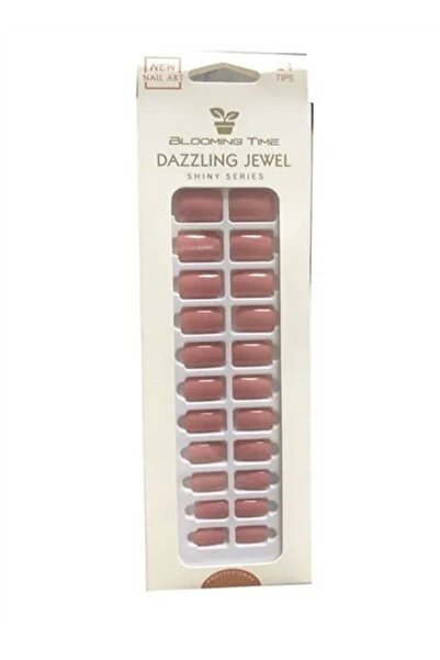 BLOOMING TIME 24-Piece Full Cover Press On Fake Nail Tips Pink
