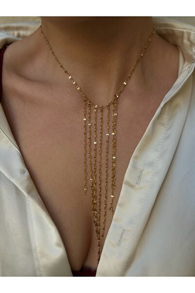 pop up store Stainless Steel Gold Color Long Necklace