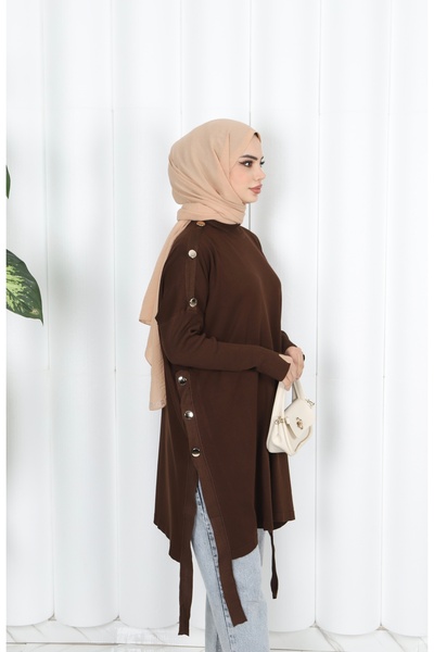 NİSUM MODA Button Detailed Mercerized Tunic