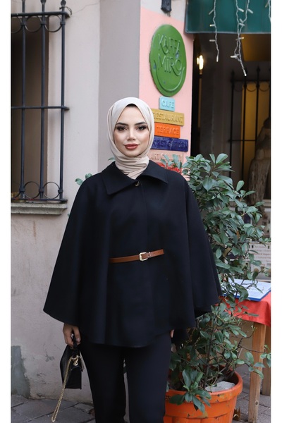 NİSUM MODA Belted Cashmere Cape