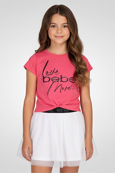 Bebe طقم تي شيرت وتنورة بشعار العلامة التجارية للبنات، مكون من 3 قطع مع رباط ...