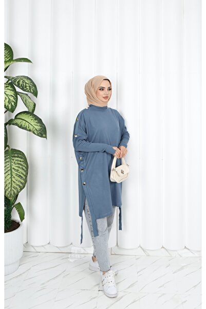 NİSUM MODA Μερσεριζέ τουνίκ με λεπτομέρεια με κουμπιά