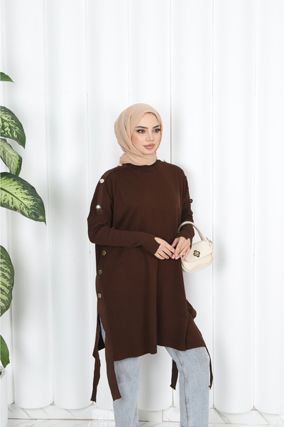 NİSUM MODA Button Detailed Mercerized Tunic