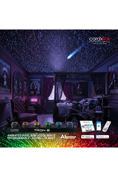 coraxads GOTIK GENÇ ODASI AMBİYANS AYDINLATMA FİBER OPTİK YILDIZ TAVAN UYGULA...