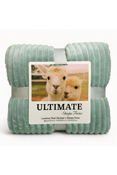 BaoBao Green Fluffy Blanket 200x230 cm – Cocolino Sherpa, Thick, Ultra Soft