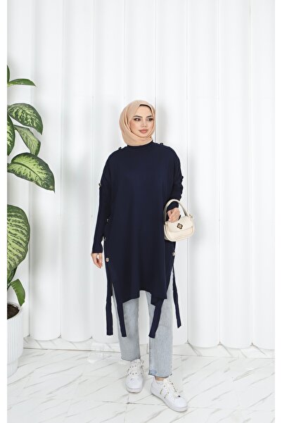 NİSUM MODA Button Detailed Mercerized Tunic