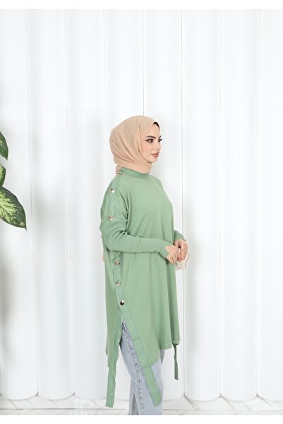 NİSUM MODA Μερσεριζέ τουνίκ με λεπτομέρεια με κουμπιά