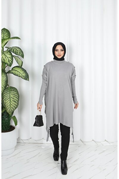 NİSUM MODA Button Detailed Mercerized Tunic