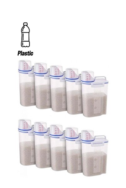 Margoun 10-Piece Airtight Rice, Bean, Cereal Storage Container Bin With Measuring Cup Set Clear 2500