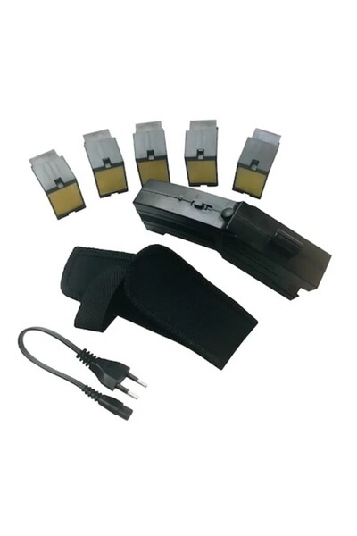 Ems Taser gun with electroshock and laser, 5 refills, plastic, black