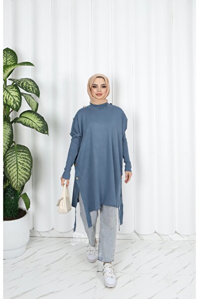 NİSUM MODA Μερσεριζέ τουνίκ με λεπτομέρεια με κουμπιά