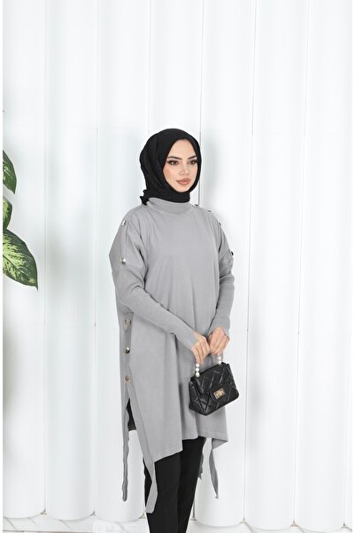 NİSUM MODA Button Detailed Mercerized Tunic
