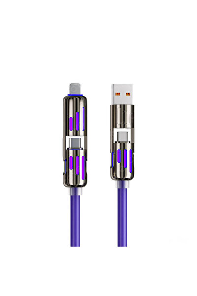 Optimall MFISH 4-in-1 USB Charging Cable — USB-A, USB-C, Lightning, 240W Fast Charge