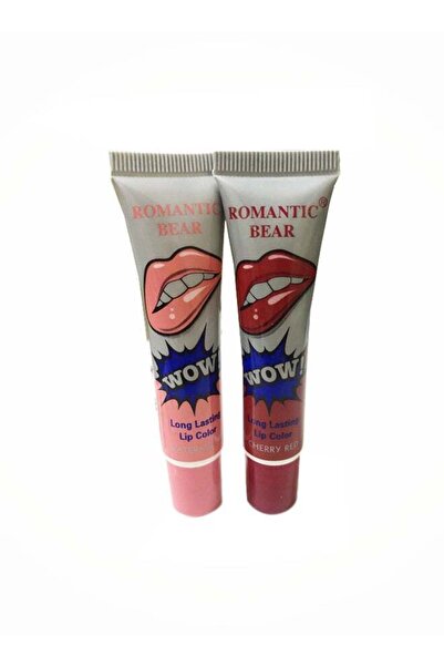 Romantic Bear ملمع شفاه مقاوم للماء يدوم طويلاً، قطعتان، متعدد الألوان
