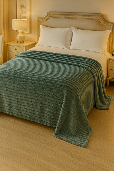 BaoBao Green Fluffy Blanket 200x230 cm – Cocolino Sherpa, Thick, Ultra Soft